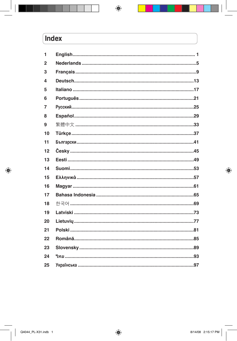 Index | Asus PL-X31M/PL-X32M User Manual | Page 3 / 105