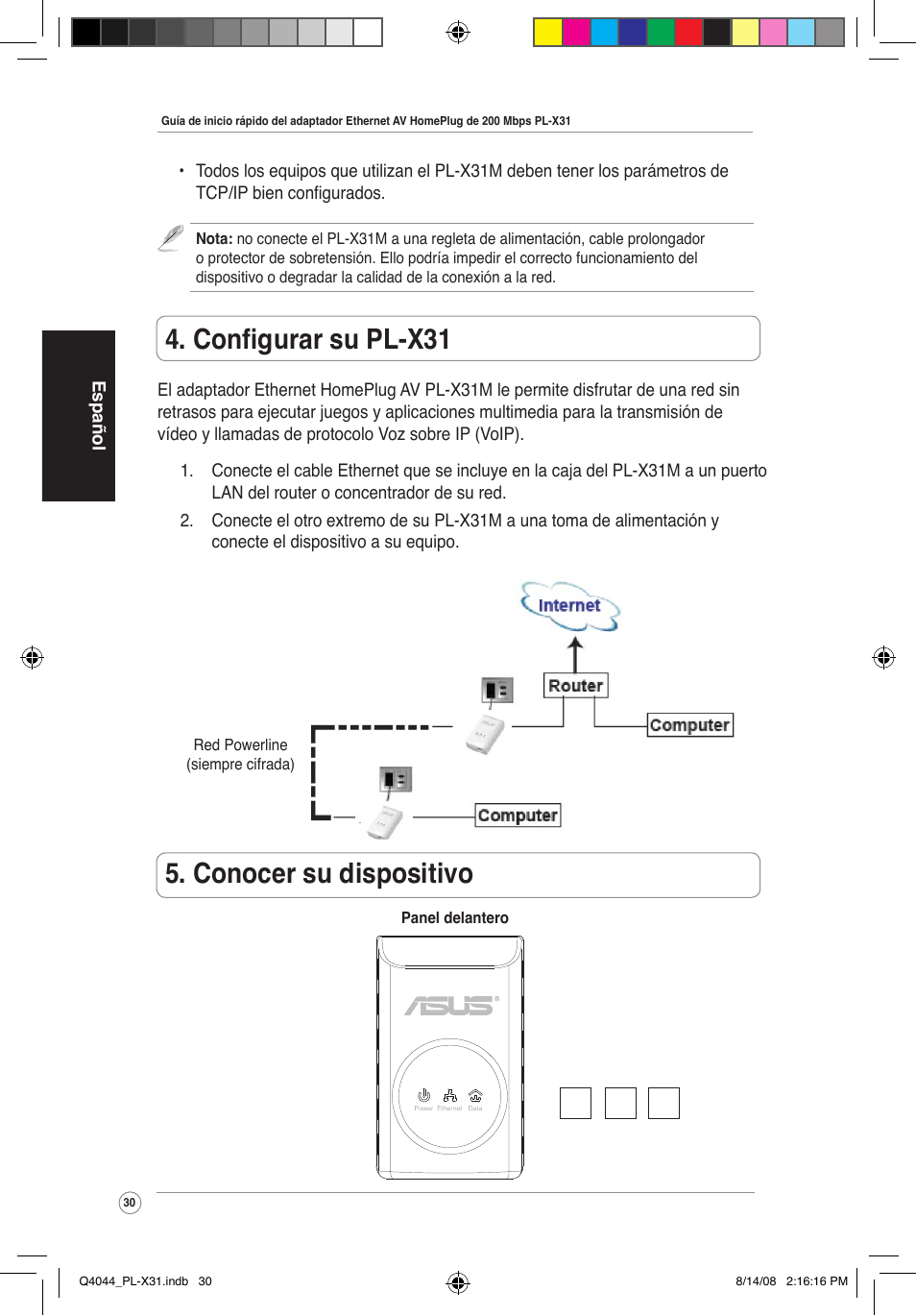 Conocer su dispositivo, Configurar su pl-x310 | Asus PL-X31M/PL-X32M User Manual | Page 33 / 105