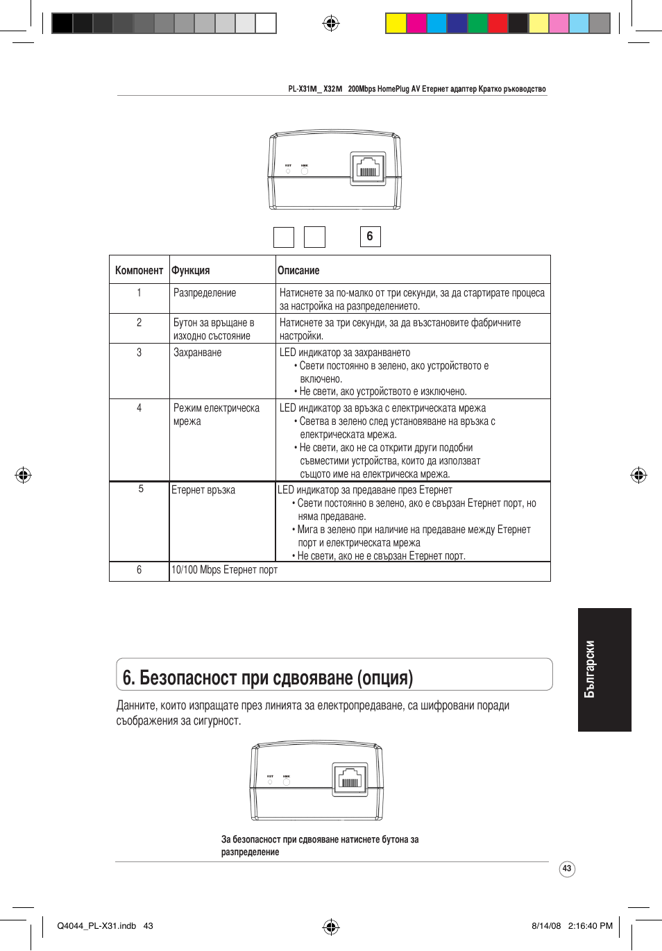 Безопасност при сдвояване (опция) | Asus PL-X31M/PL-X32M User Manual | Page 46 / 105