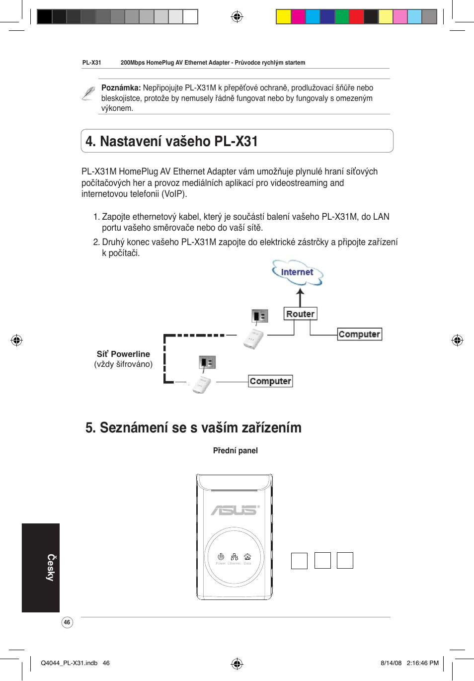 Seznámení se s vaším zařízením, Nastavení vašeho pl-x310 | Asus PL-X31M/PL-X32M User Manual | Page 49 / 105