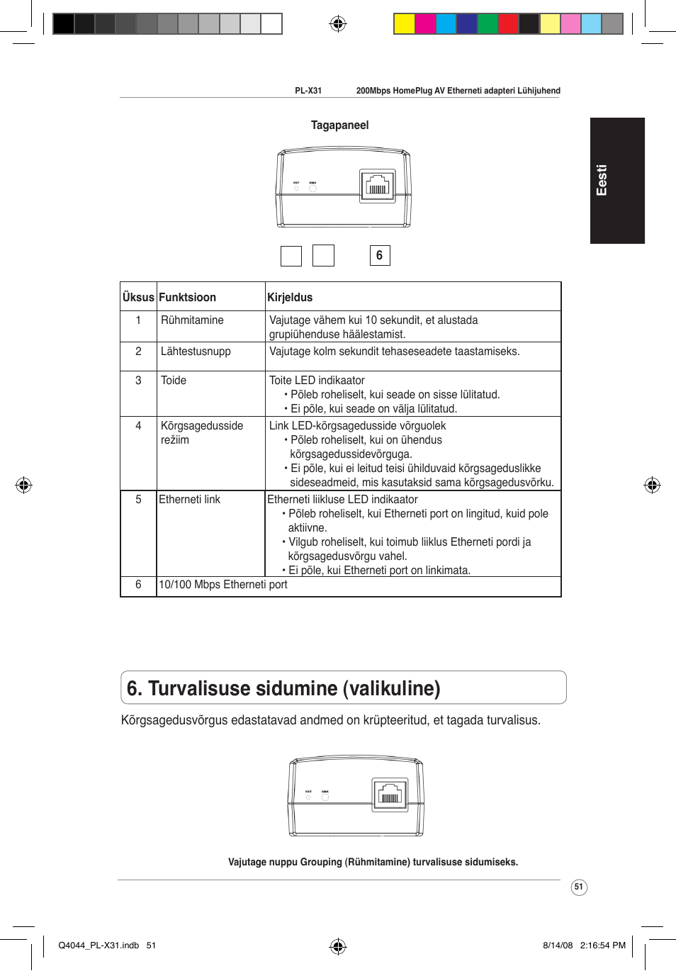 Turvalisuse sidumine (valikuline) | Asus PL-X31M/PL-X32M User Manual | Page 54 / 105