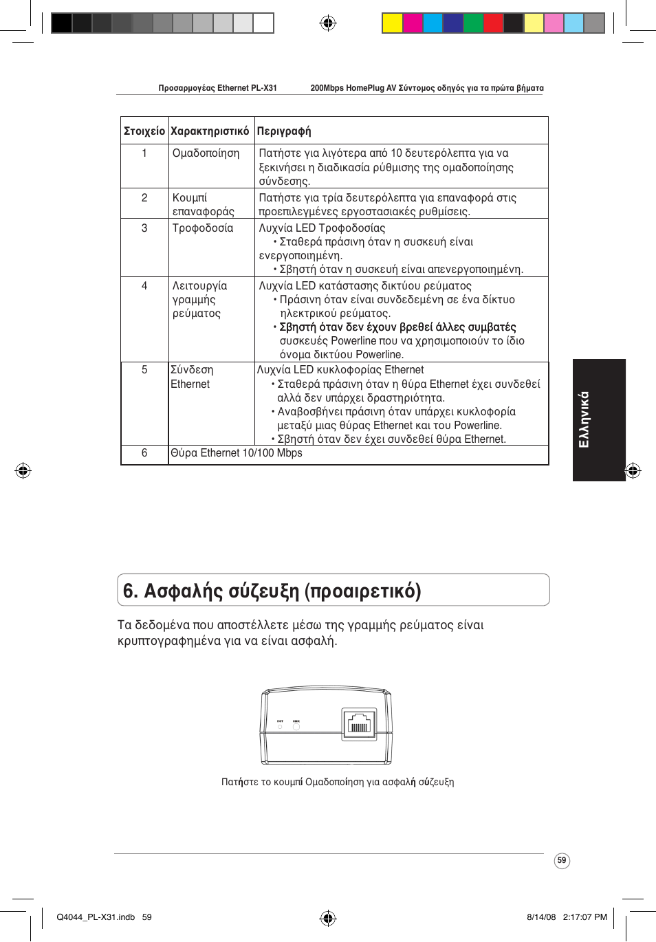 Ασφαλής σύζευξη (προαιρετικό) | Asus PL-X31M/PL-X32M User Manual | Page 62 / 105