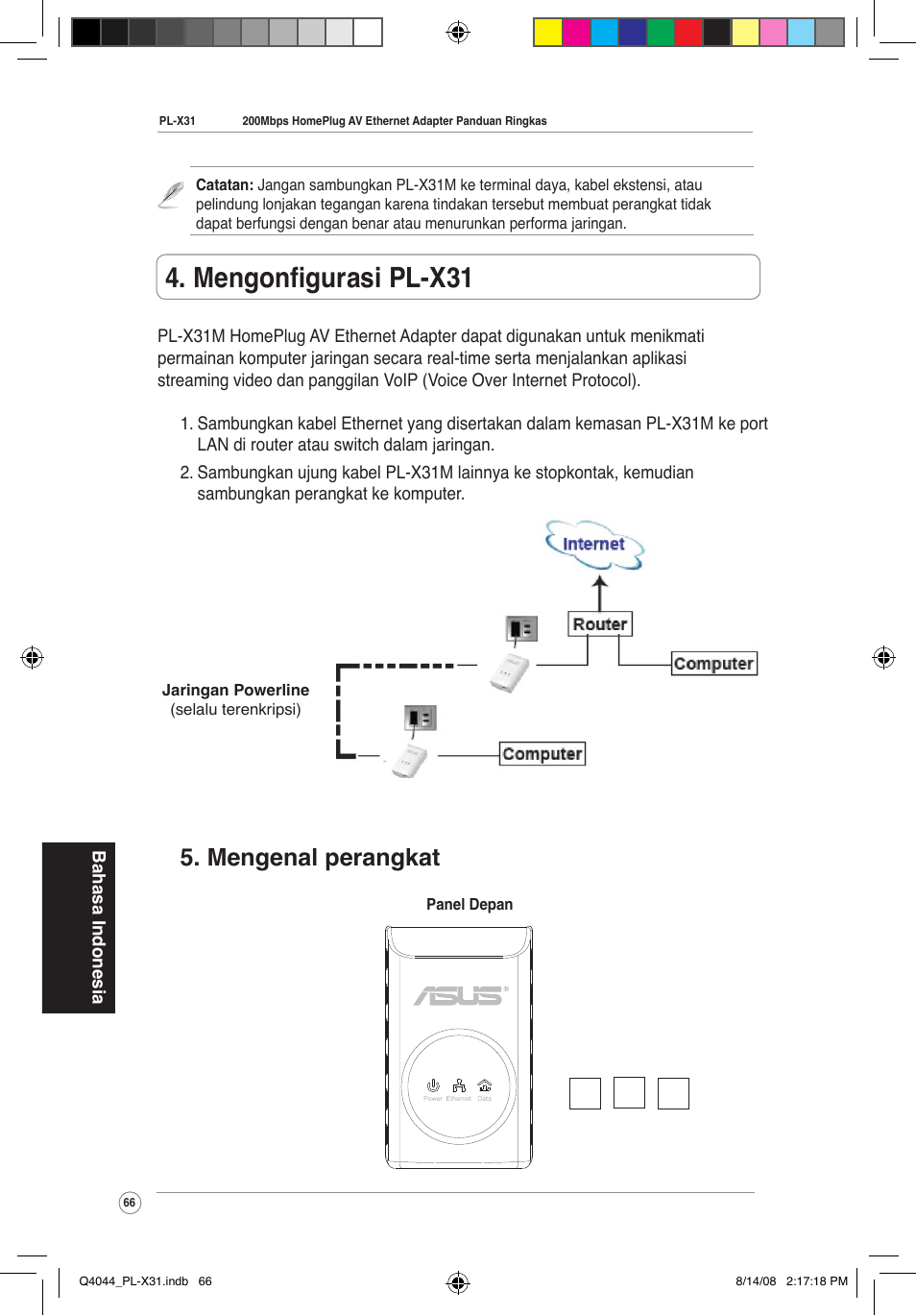 Mengonfigurasi pl-x310, Mengenal perangkat | Asus PL-X31M/PL-X32M User Manual | Page 69 / 105