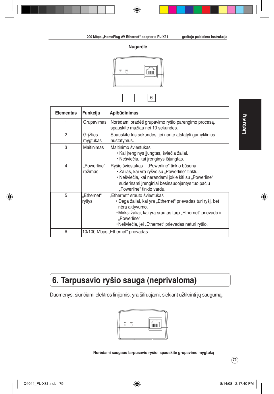 Tarpusavio ryšio sauga (neprivaloma) | Asus PL-X31M/PL-X32M User Manual | Page 82 / 105