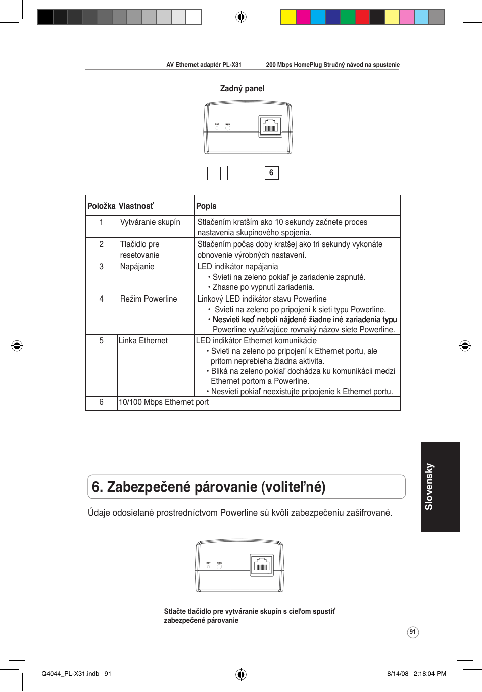 Zabezpečené párovanie (voliteľné) | Asus PL-X31M/PL-X32M User Manual | Page 94 / 105