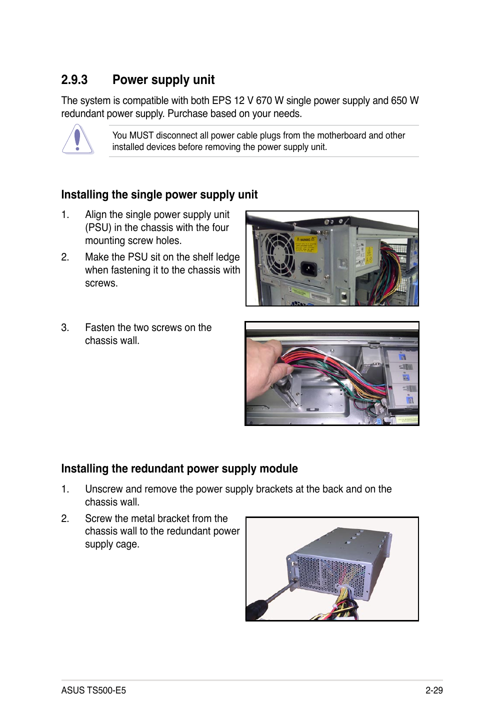 3 power supply unit, Power supply unit -29 | Asus TS500-E5/RX8 User Manual | Page 49 / 164
