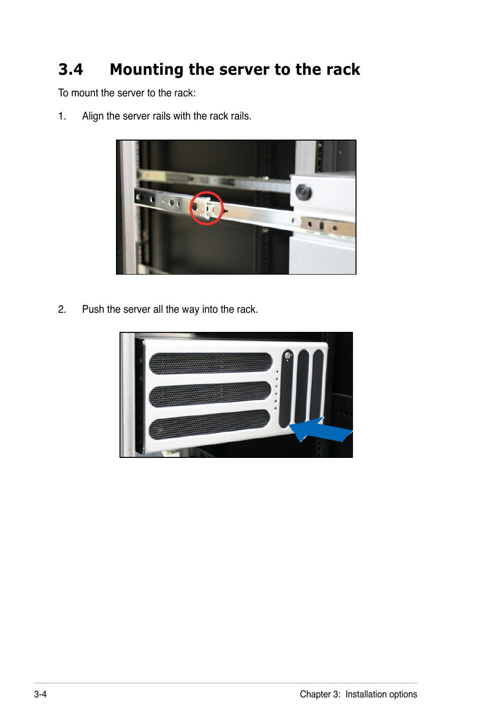 4 mounting the server to the rack, Mounting the server to the rack -4 | Asus TS500-E5/RX8 User Manual | Page 54 / 164