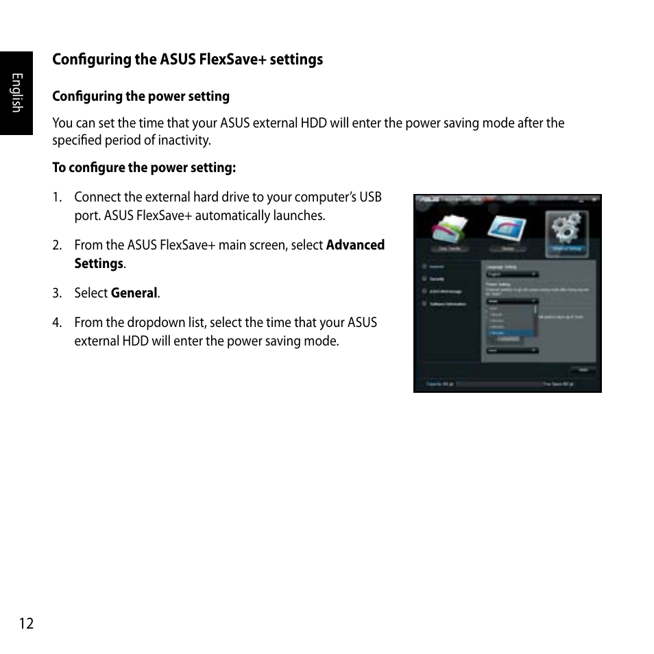 Configuring the asus flexsave+ settings | Asus FlexSlim Drive User Manual | Page 12 / 14