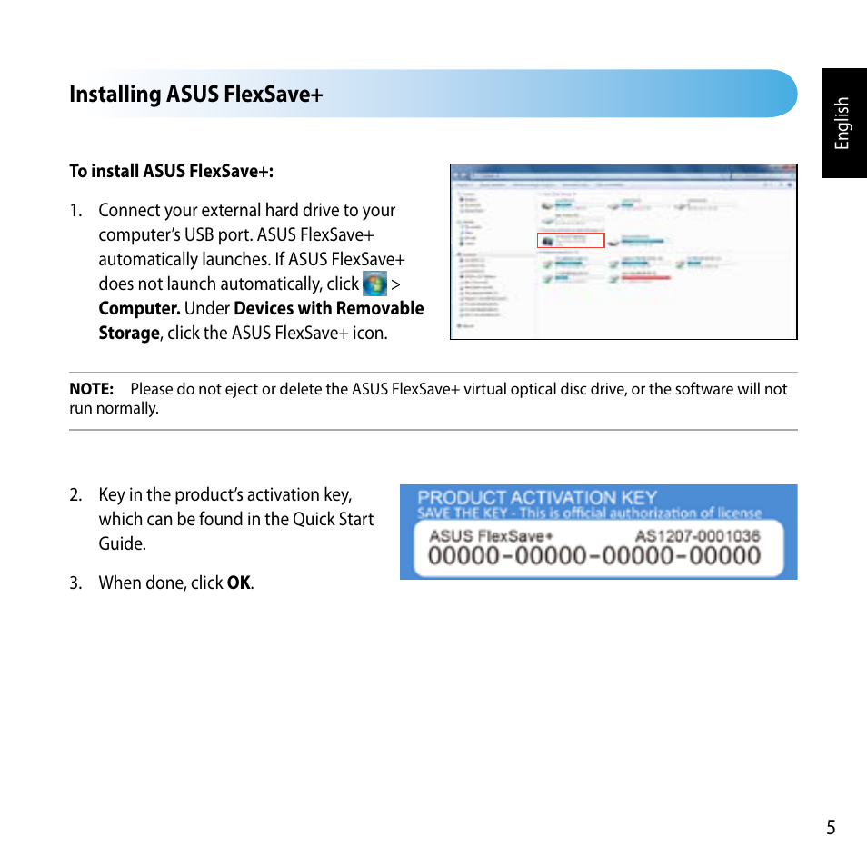 Installing asus flexsave | Asus FlexSlim Drive User Manual | Page 5 / 14