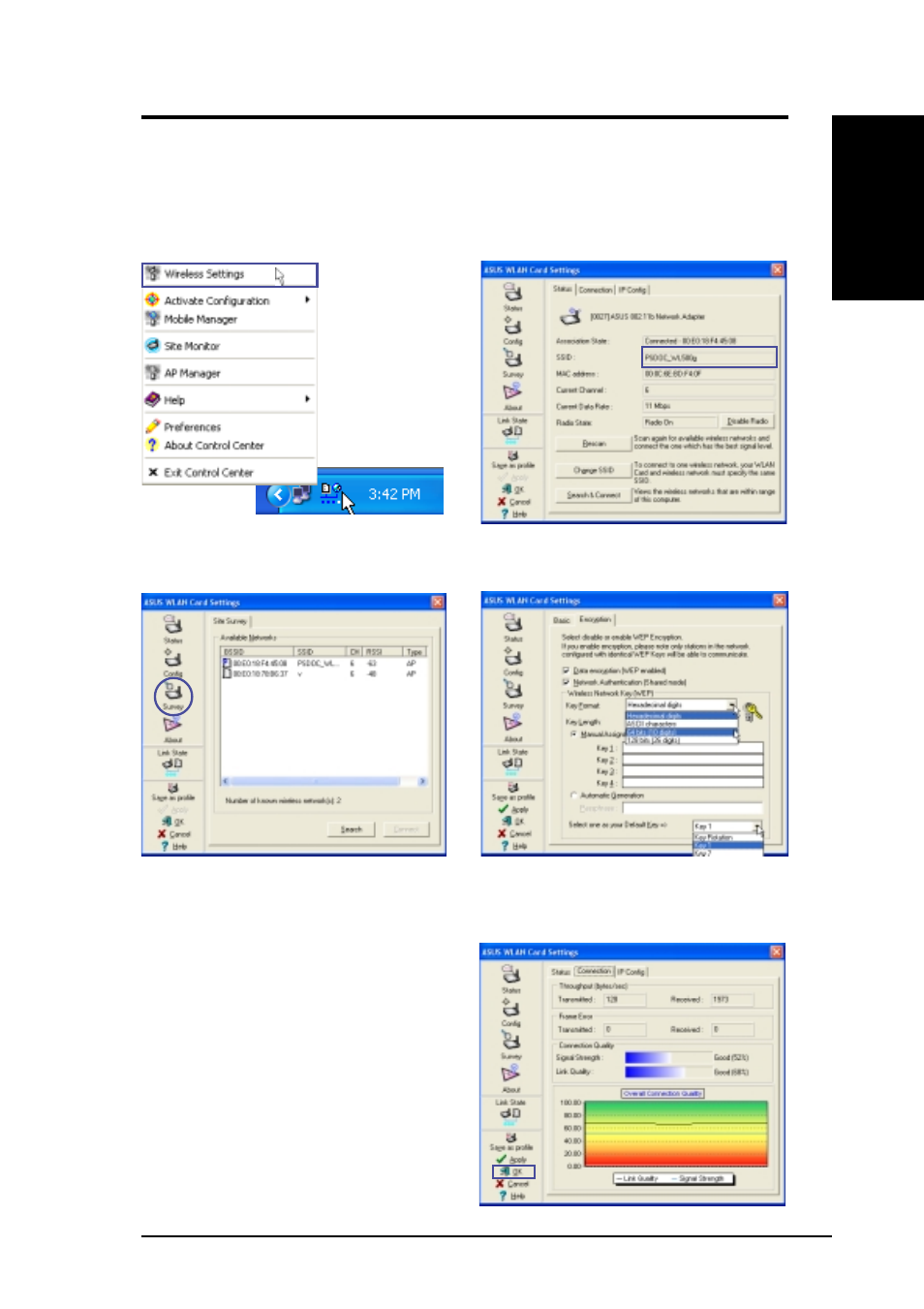 Asus wlan utility quick start, Quick start guide | Asus WL-130 User Manual | Page 7 / 48