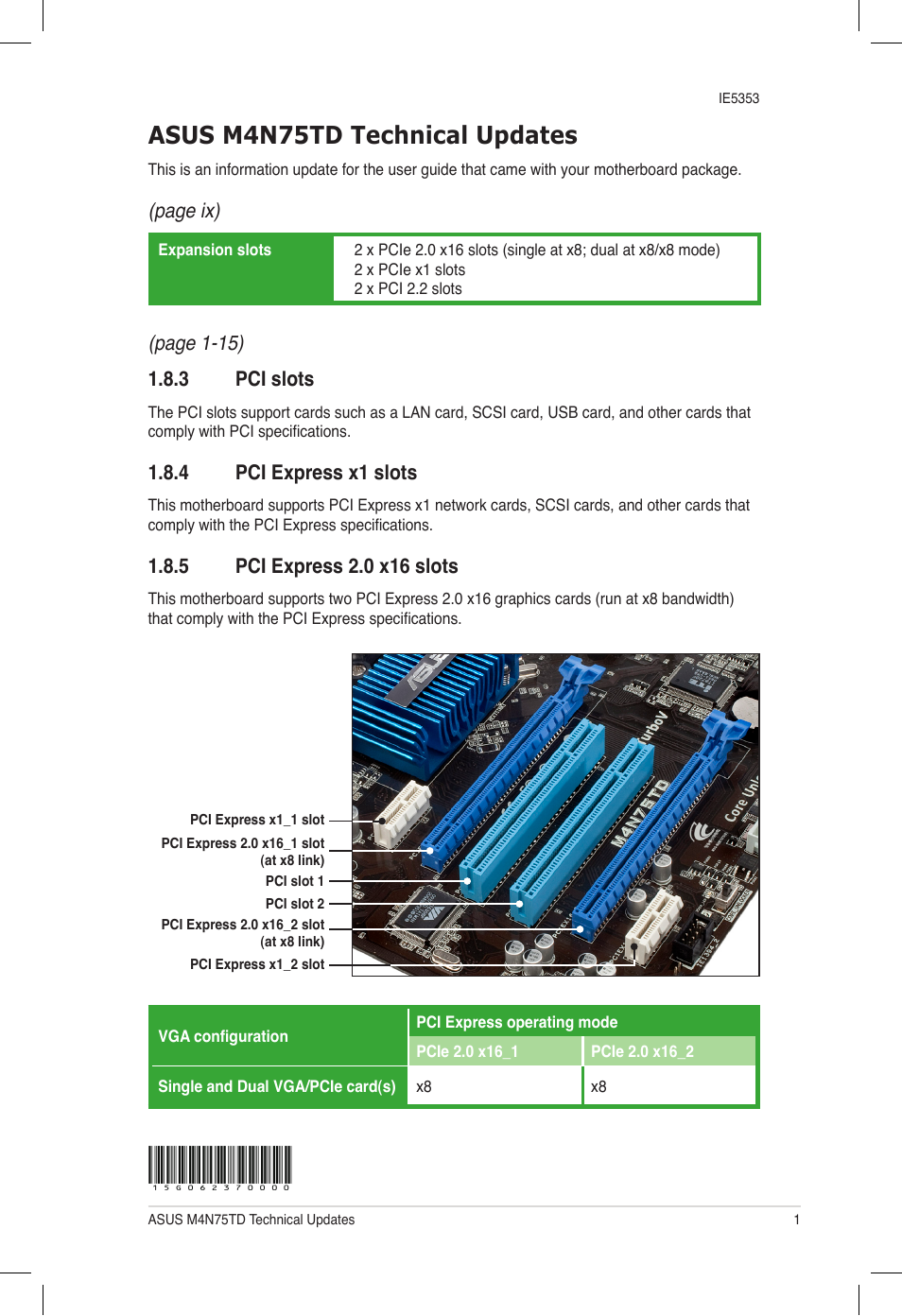 Asus M4N75TD User Manual | 1 page