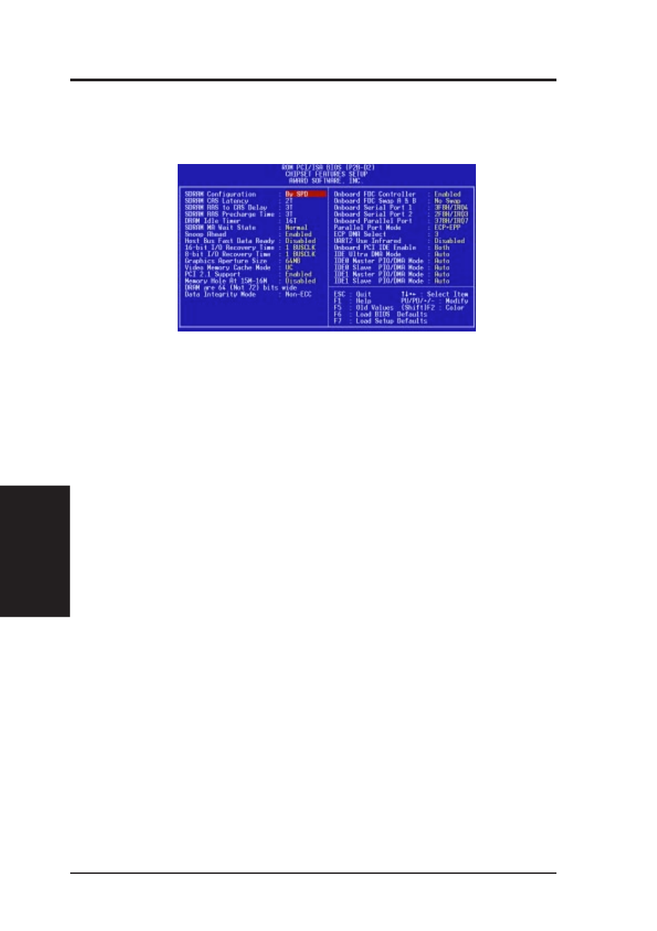 Iv. bios software, Chipset features setup | Asus P2B-D2 User Manual | Page 48 / 152
