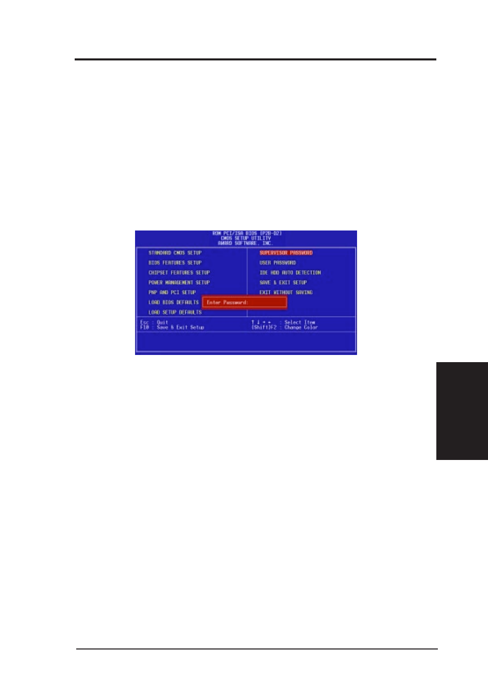 Iv. bios software, Supervisor password and user password | Asus P2B-D2 User Manual | Page 57 / 152