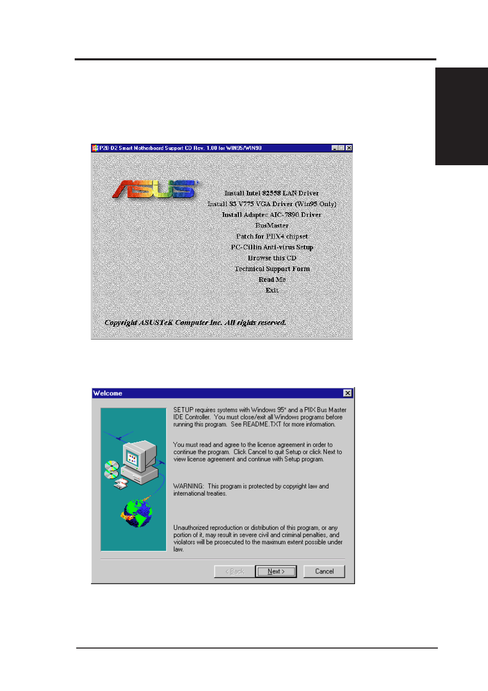 Windows 98, D. busmaster | Asus P2B-D2 User Manual | Page 69 / 152