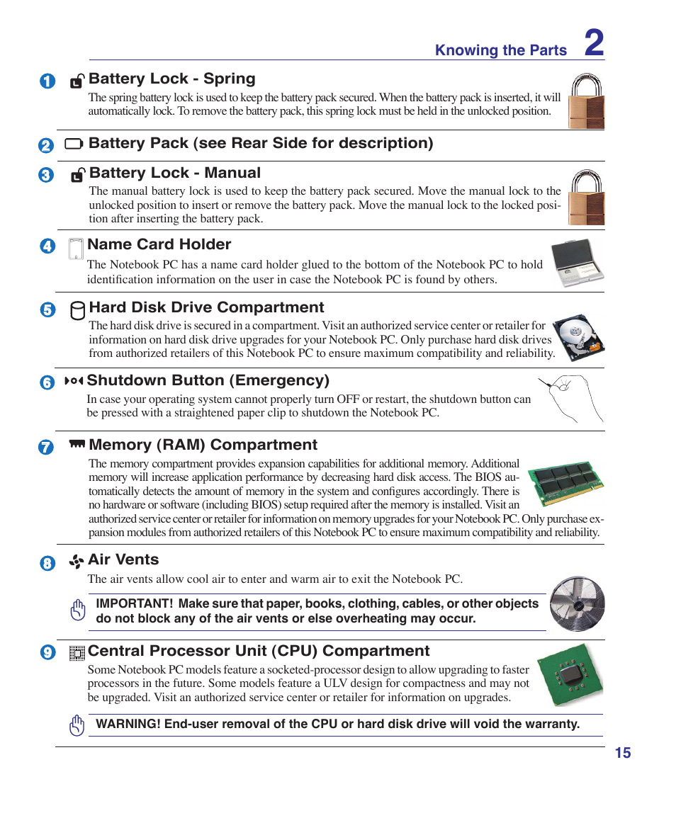 Asus F7SR User Manual | Page 15 / 87