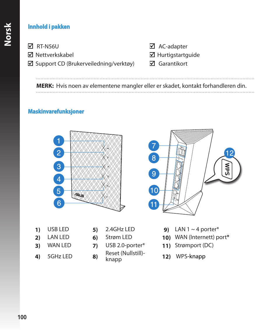 Norsk | Asus RT-N56U User Manual | Page 100 / 168