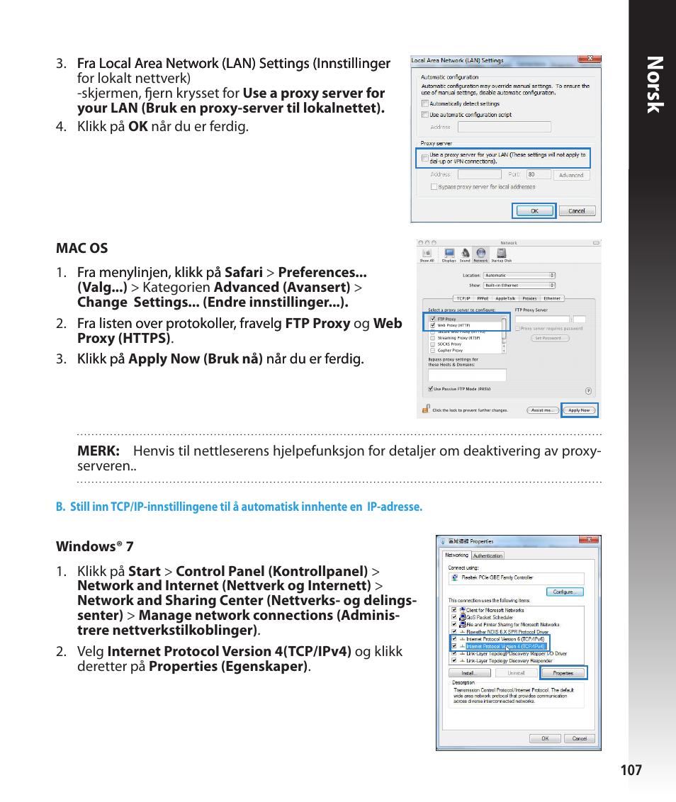 Norsk | Asus RT-N56U User Manual | Page 107 / 168