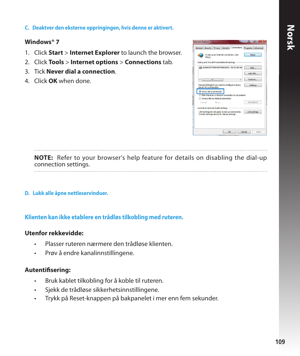 Norsk | Asus RT-N56U User Manual | Page 109 / 168