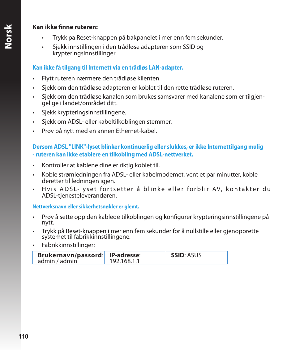 Norsk | Asus RT-N56U User Manual | Page 110 / 168