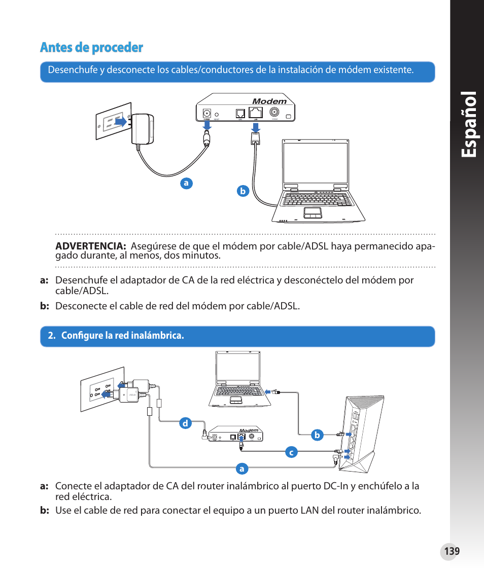 Español, Antes de proceder | Asus RT-N56U User Manual | Page 139 / 168