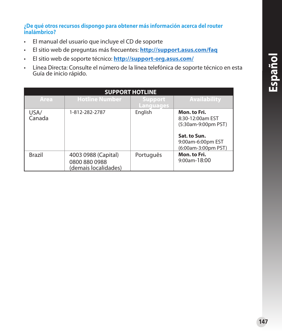 Español | Asus RT-N56U User Manual | Page 147 / 168