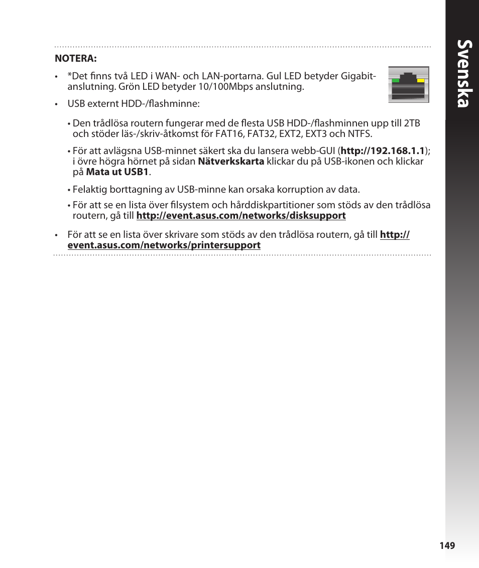 Sv ensk a | Asus RT-N56U User Manual | Page 149 / 168
