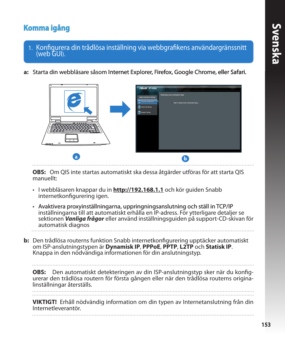 Sv ensk a, Komma igång | Asus RT-N56U User Manual | Page 153 / 168