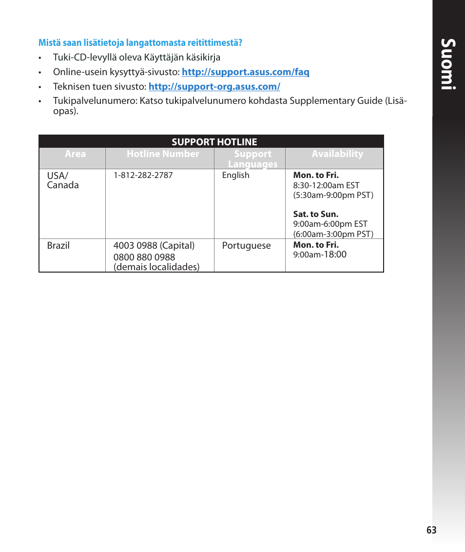 Suomi | Asus RT-N56U User Manual | Page 63 / 168