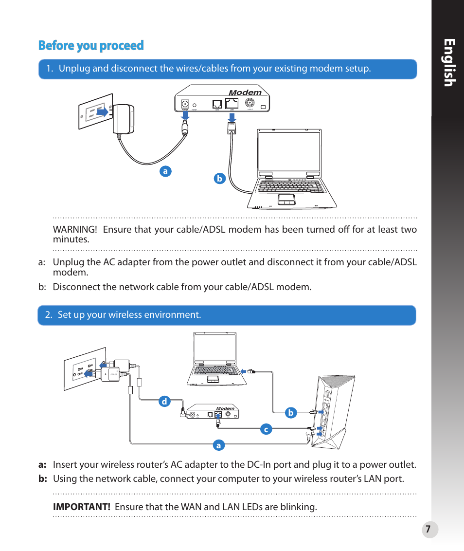 English, Before you proceed | Asus RT-N56U User Manual | Page 7 / 168