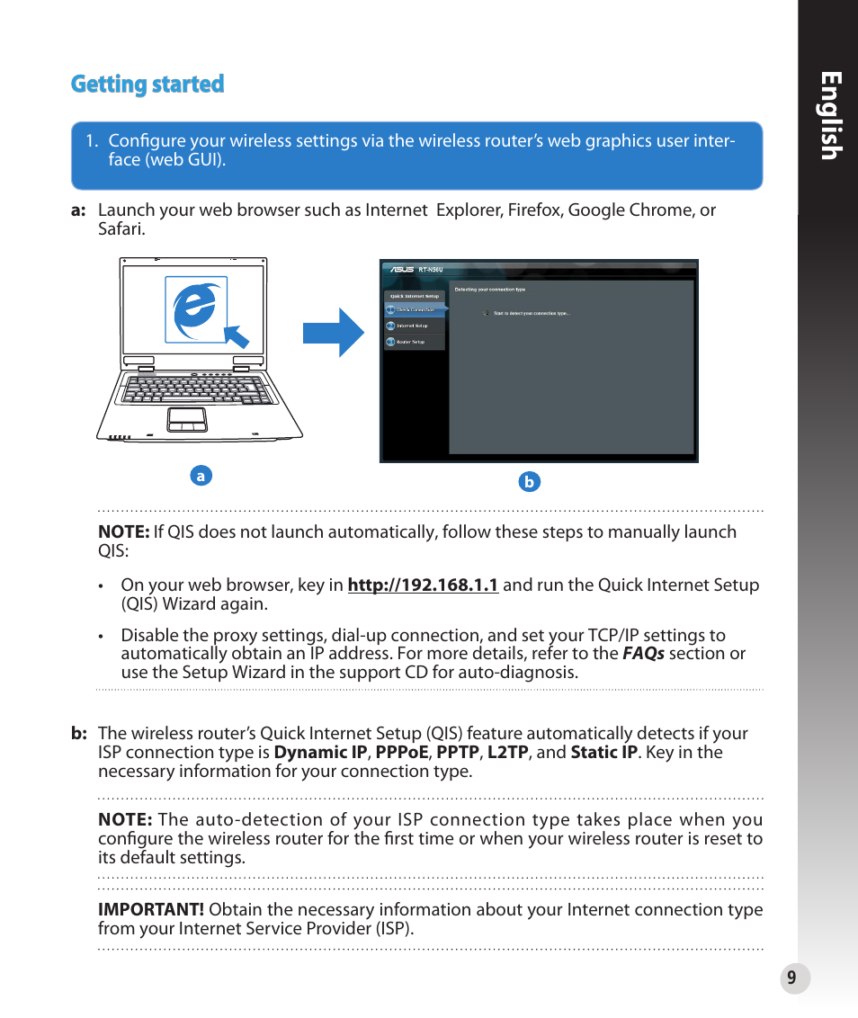English, Getting started | Asus RT-N56U User Manual | Page 9 / 168