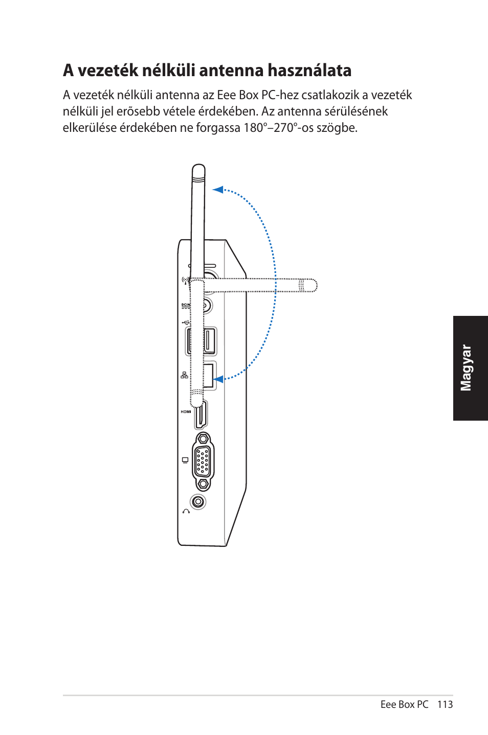 A vezeték nélküli antenna használata | Asus EB1012 User Manual | Page 113 / 231