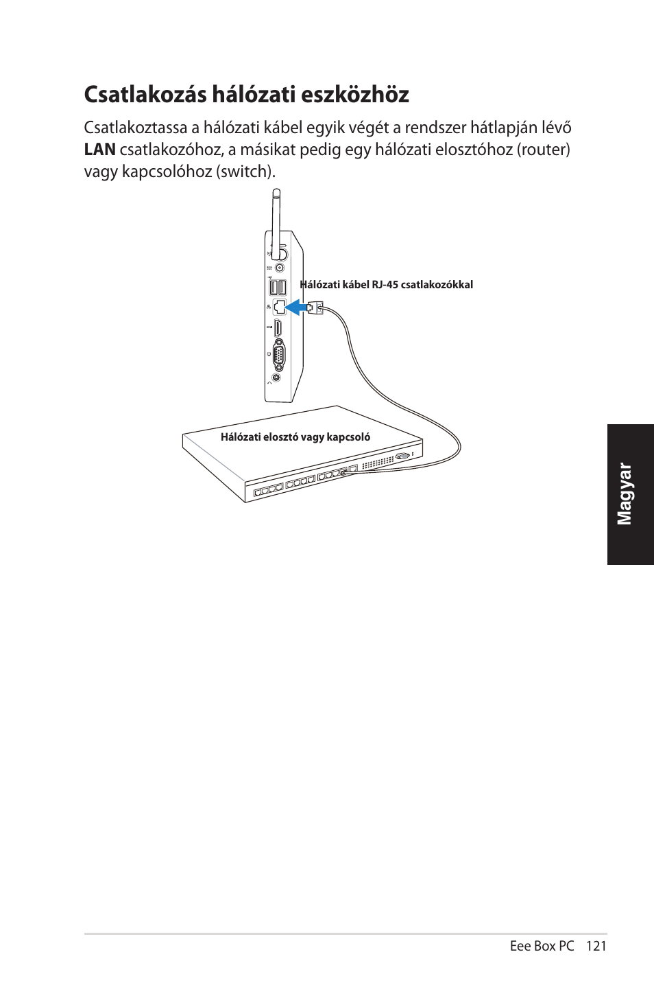 Csatlakozás hálózati eszközhöz | Asus EB1012 User Manual | Page 121 / 231
