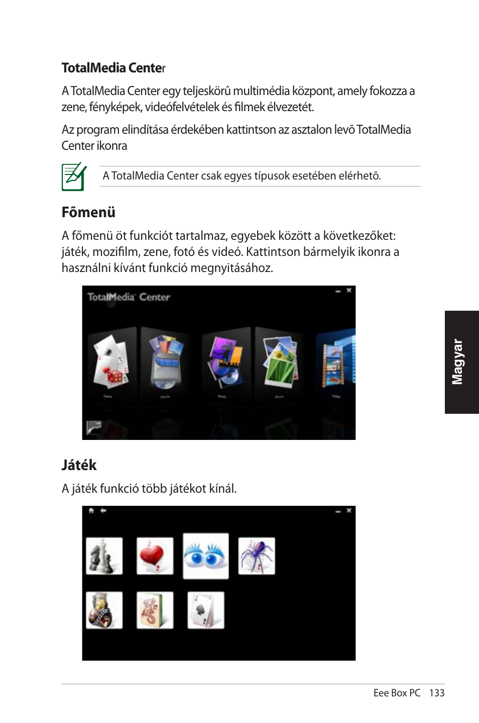Játék, Fõmenü | Asus EB1012 User Manual | Page 133 / 231