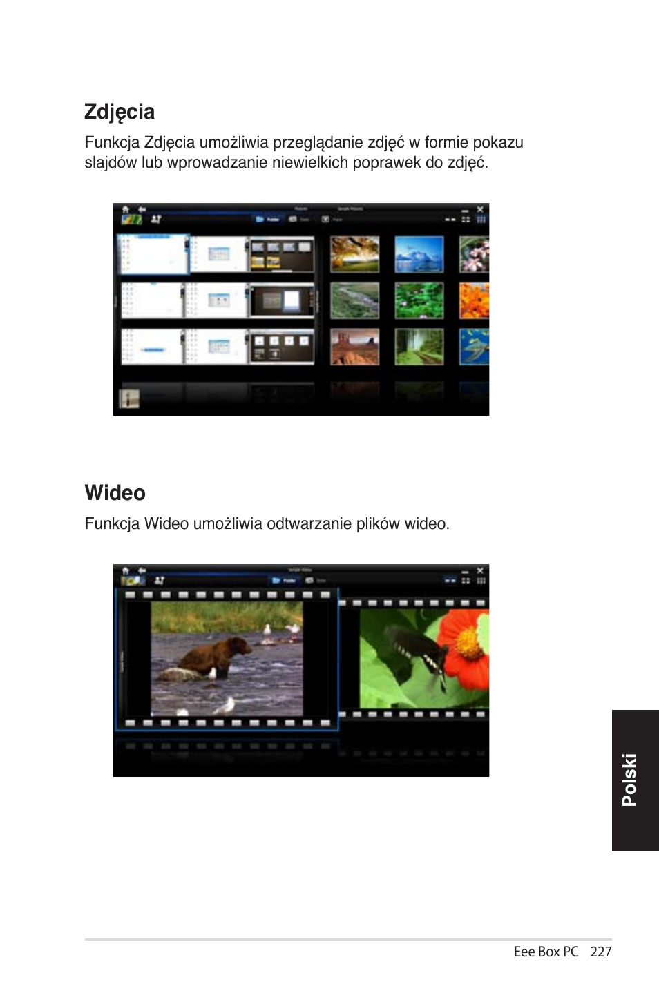 Z�jęcia, Wi�eo | Asus EB1012 User Manual | Page 227 / 231