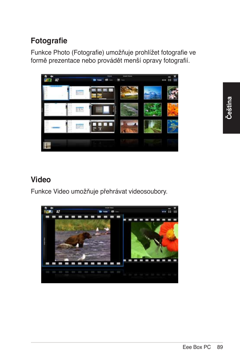Photo, Video, Fotografie | Vi�eo | Asus EB1012 User Manual | Page 89 / 231