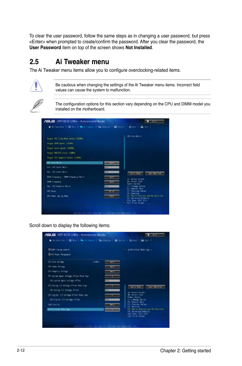 5 ai tweaker menu, Ai tweaker menu -12 | Asus H81T User Manual | Page 40 / 73