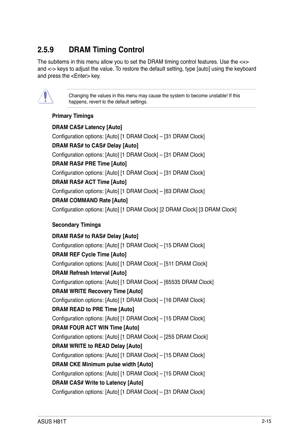9 dram timing control | Asus H81T User Manual | Page 43 / 73
