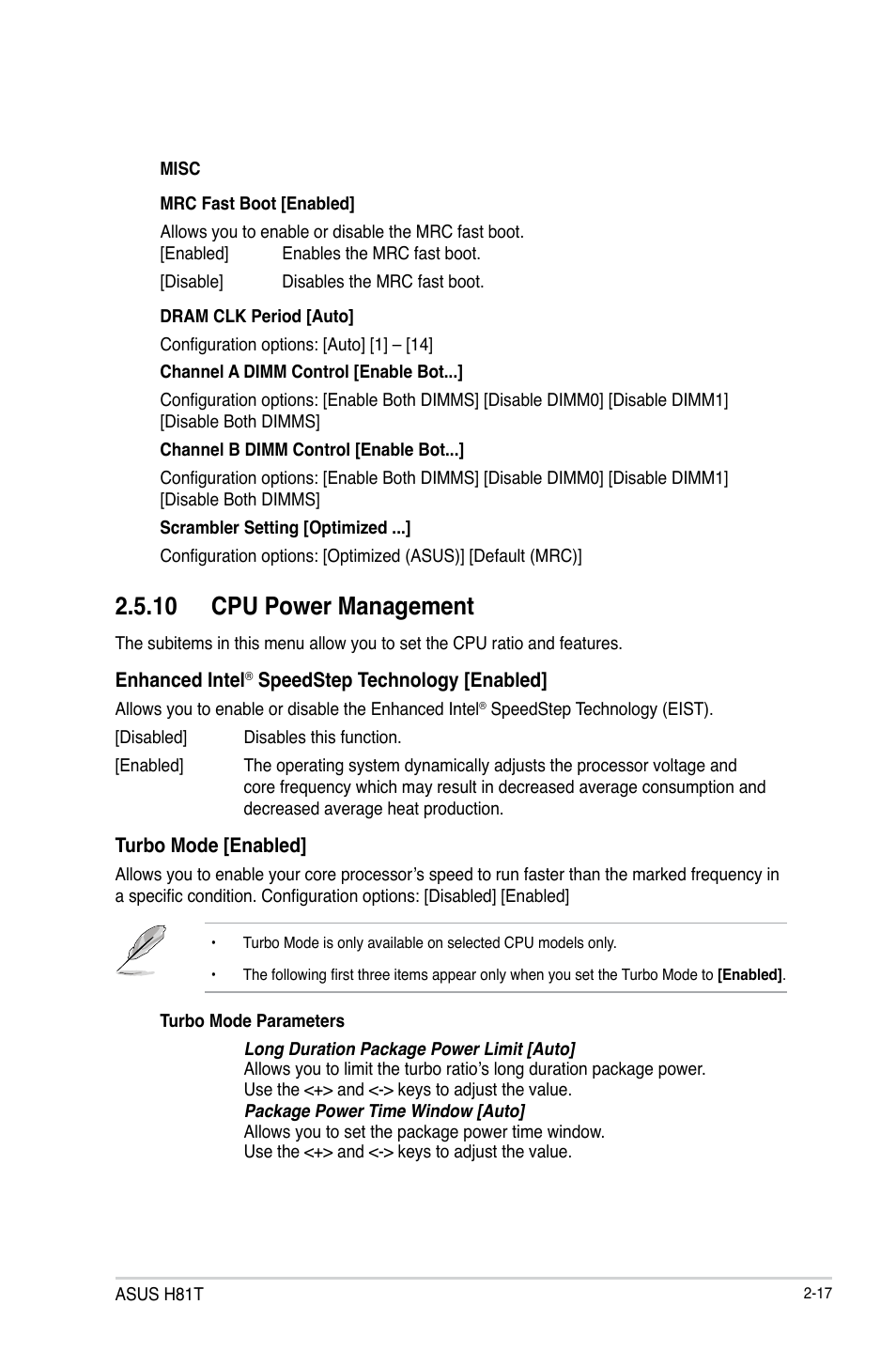 10 cpu power management | Asus H81T User Manual | Page 45 / 73