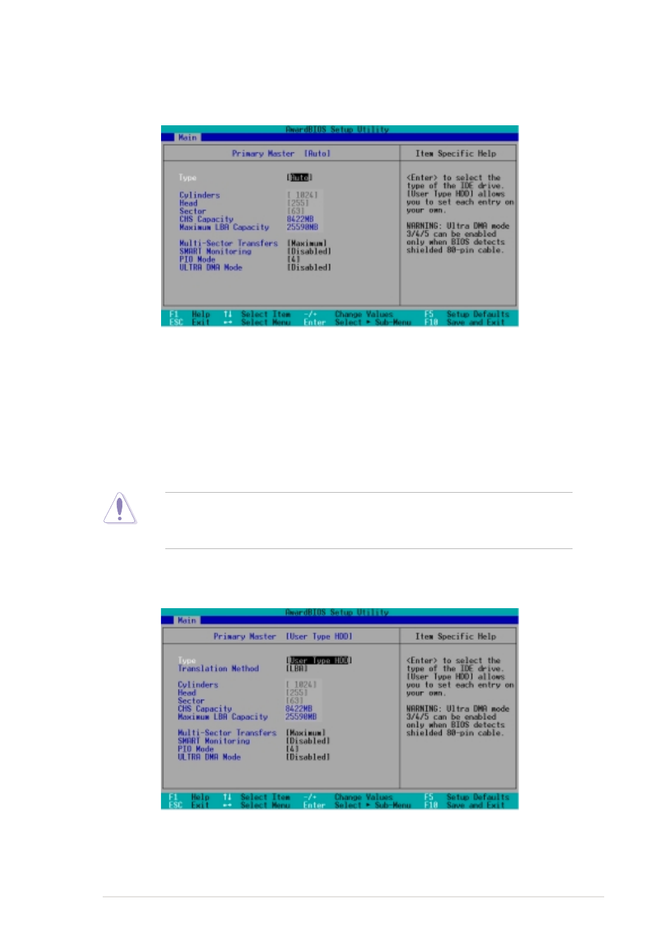 1 primary and secondary master/slave | Asus P4XP-X User Manual | Page 43 / 64
