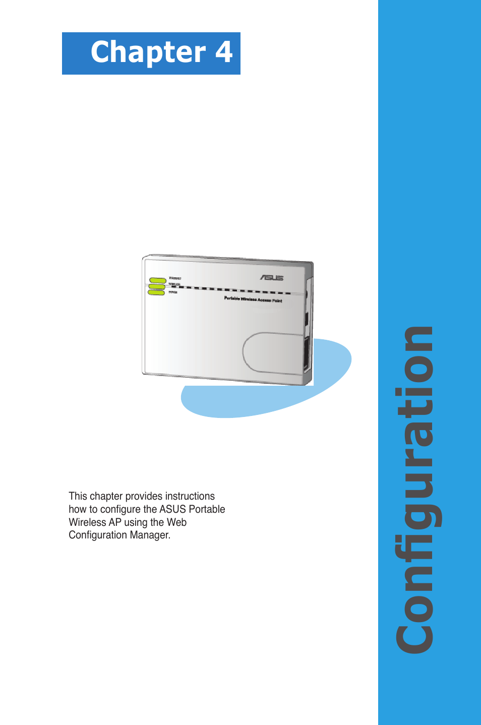 Configuration, Chapter 4 | Asus WL-330gE User Manual | Page 31 / 72