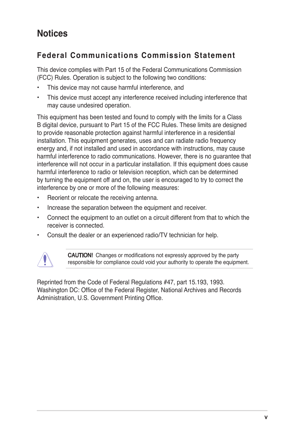 Notices, Federal communications commission statement | Asus WL-330gE User Manual | Page 5 / 72