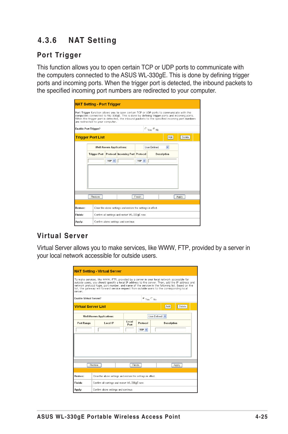  nat setting | Asus WL-330gE User Manual | Page 55 / 72