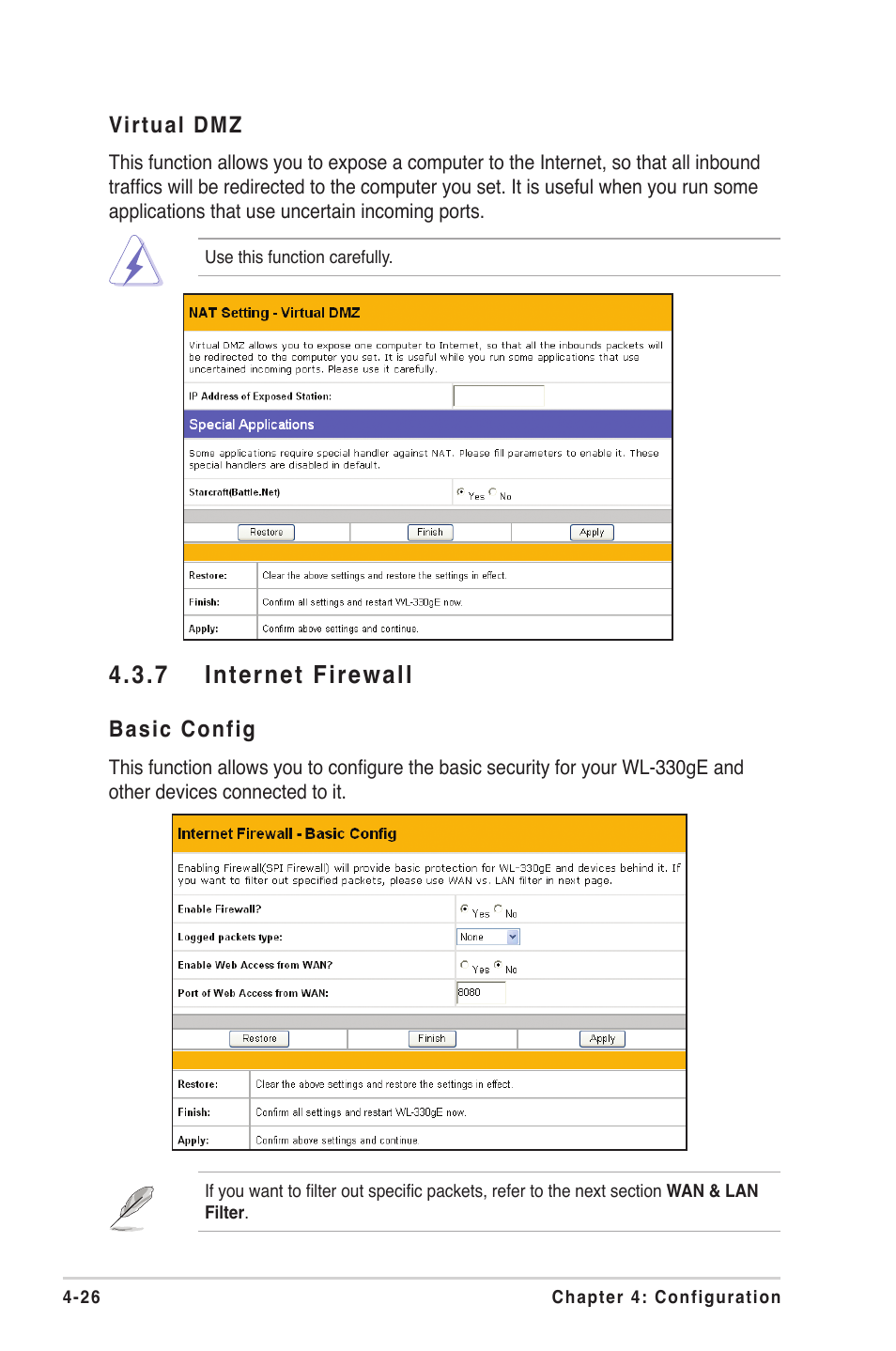 7 internet firewall | Asus WL-330gE User Manual | Page 56 / 72