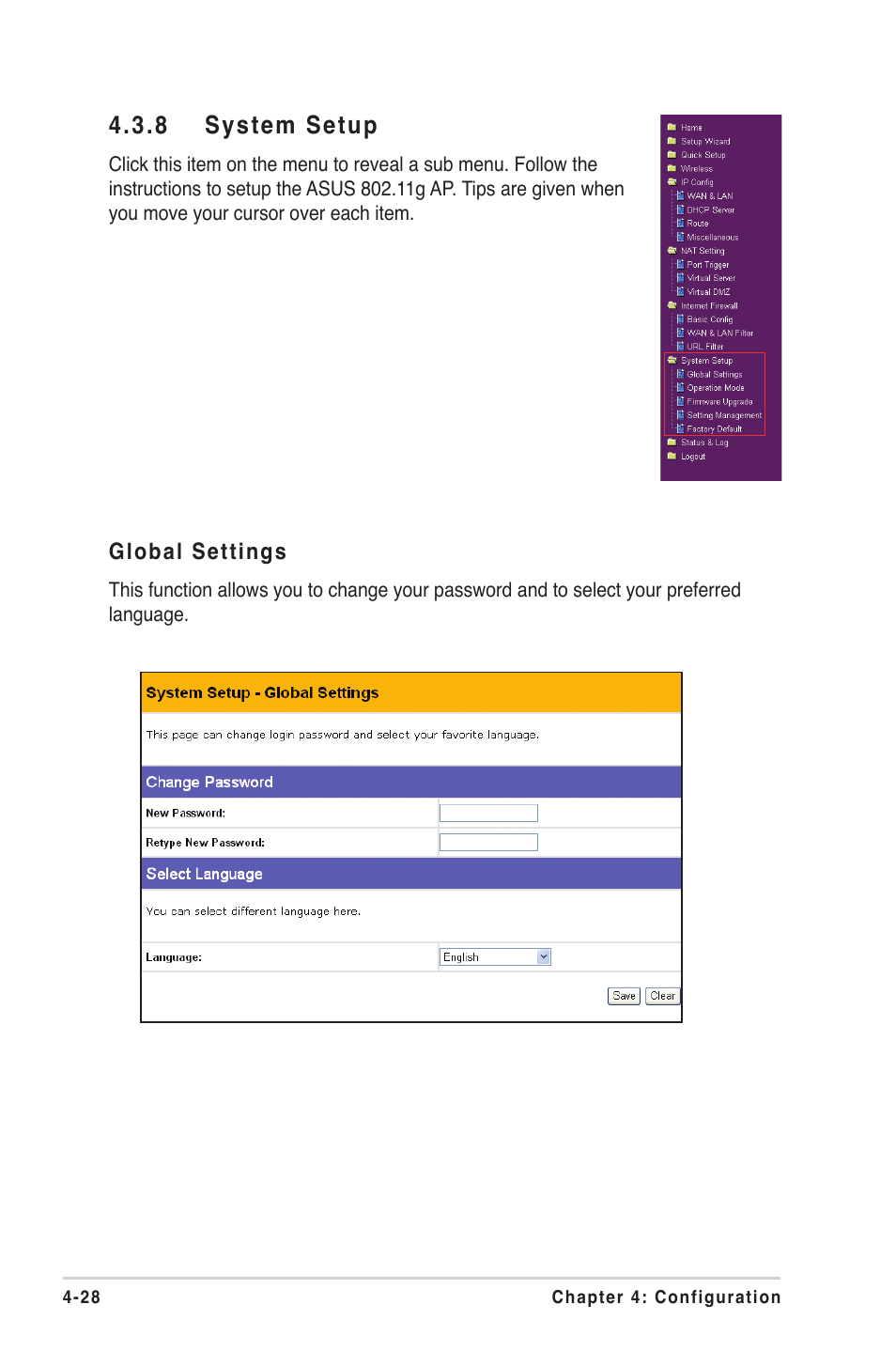 8 system setup | Asus WL-330gE User Manual | Page 58 / 72