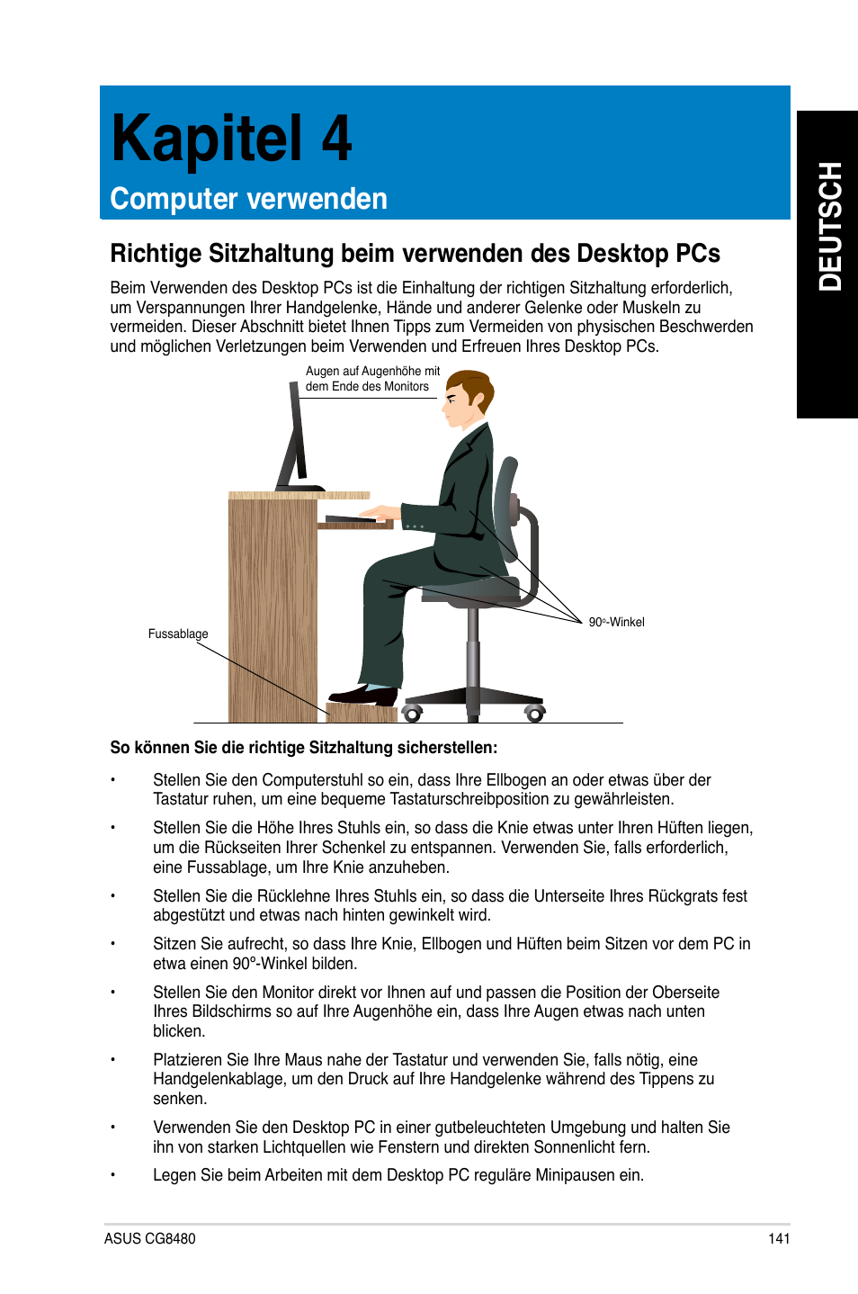 Kapitel 4, Computer verwenden, Kapitel.4 | Computer.verwenden, Deutsch | Asus CG8480 User Manual | Page 143 / 836