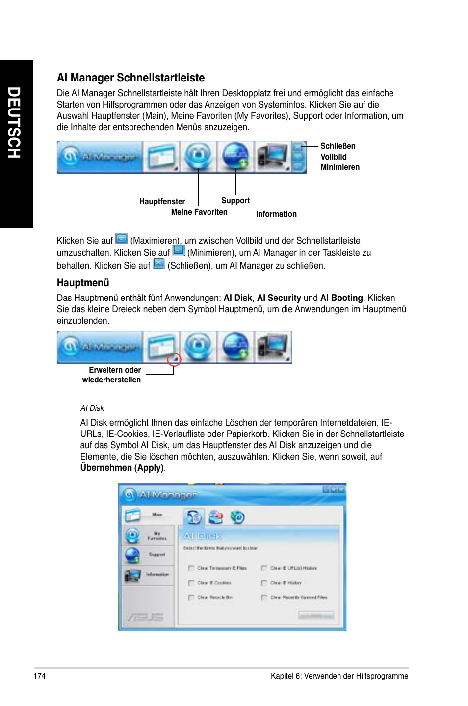 Deutsch, Ai.manager.schnellstartleiste | Asus CG8480 User Manual | Page 176 / 836