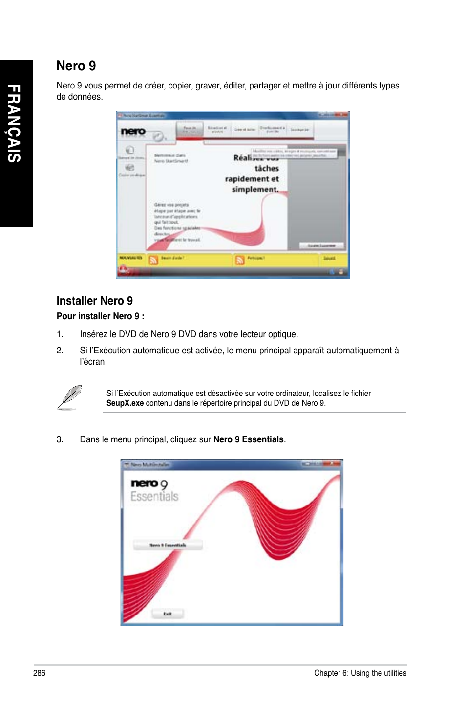 Nero 9, Fr an ça is fr an ça is fr an ça is fr an ça is | Asus CG8480 User Manual | Page 288 / 836