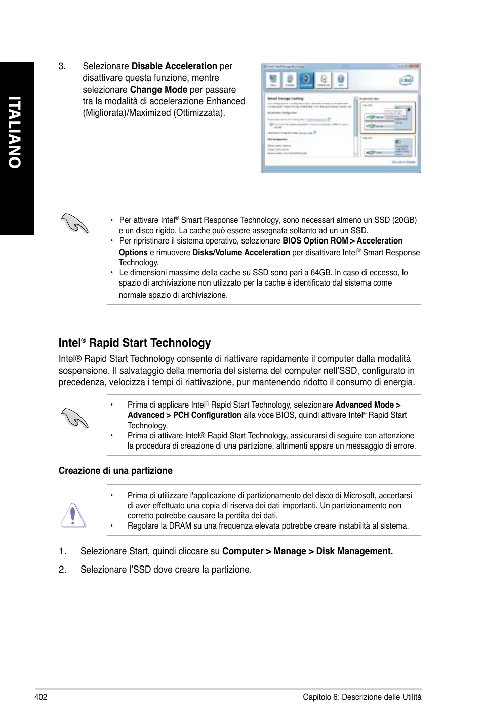 It aliano it aliano it aliano it aliano, Intel, Rapid start technology | Asus CG8480 User Manual | Page 404 / 836