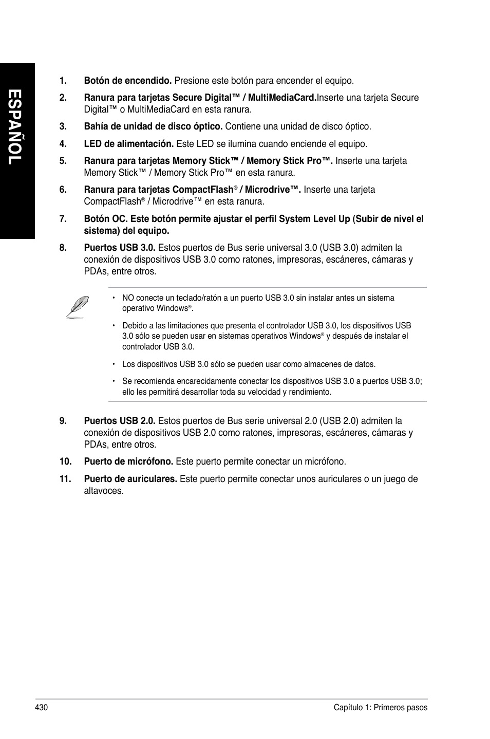 Es pa ño l es pa ño l es pa ño l es pa ño l | Asus CG8480 User Manual | Page 432 / 836