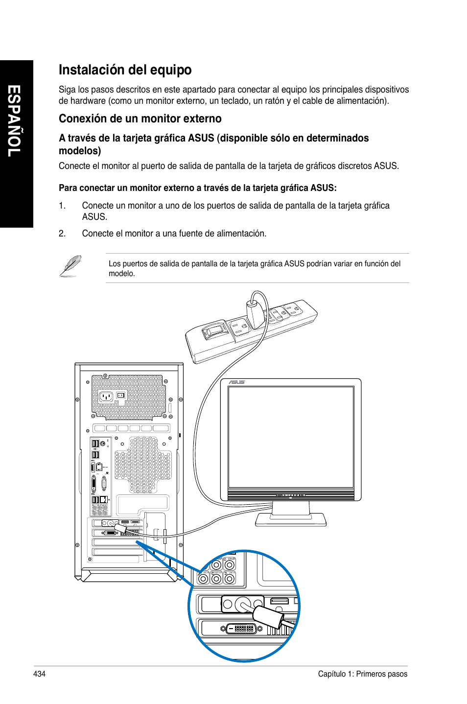 Instalación del equipo, Es pa ño l es pa ño l es pa ño l es pa ño l | Asus CG8480 User Manual | Page 436 / 836